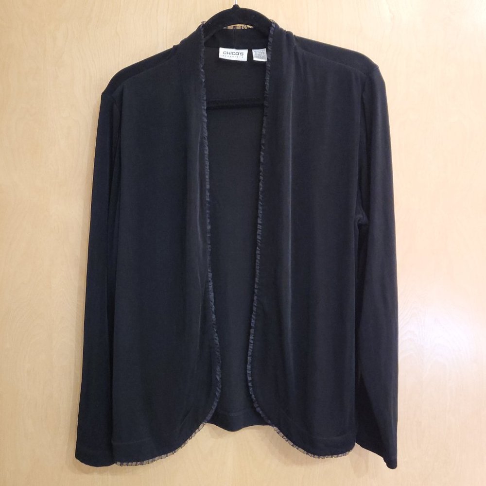 Chico’s Travelers Open Front Cardigan Jacket Black Size XL (Chico’s Size 3)